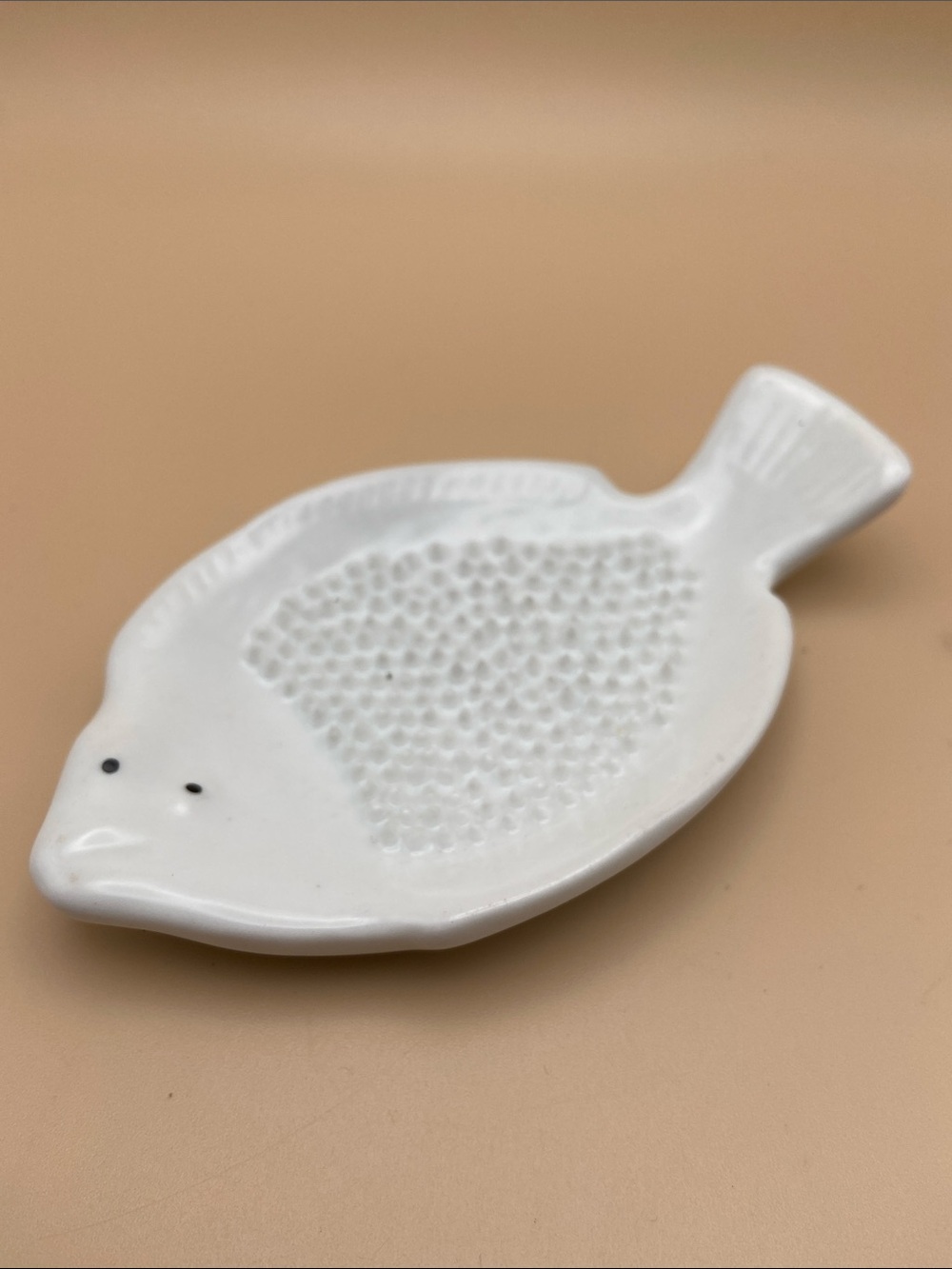 Vintage White Ceramic Fish Shaped Ginger Grater - Made in Japan
